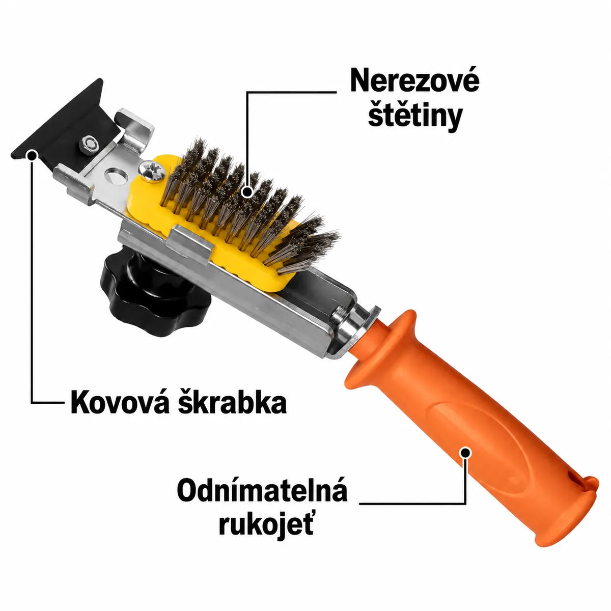 Drátěný kartáč se škrabkou a ergonomickou rukojetí